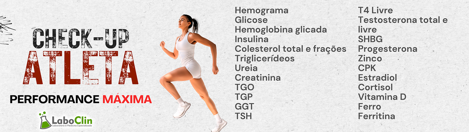 Banner do pacote Check-up Atleta da Laboclin