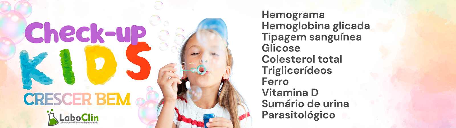 Banner do pacote Check-up Kids da Laboclin
